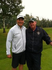 Rob Dewes and Craig Simpson at a charity golf tournament